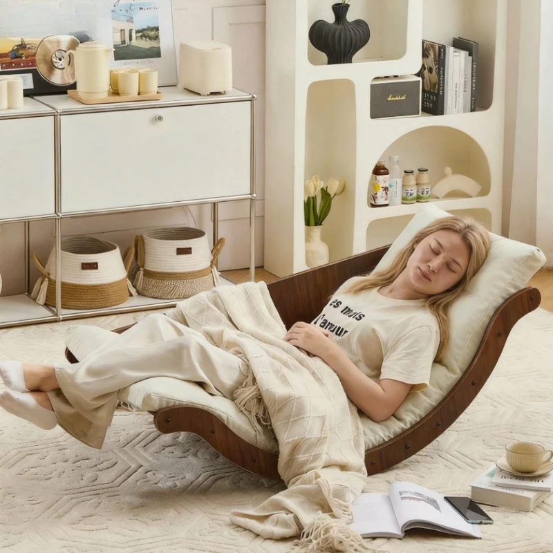 Banana Boat Rocking Chair – Multifunctional Lazy Sofa for Adults, Solid Wood Balcony Chair, Afternoon Nap & Home Relax
