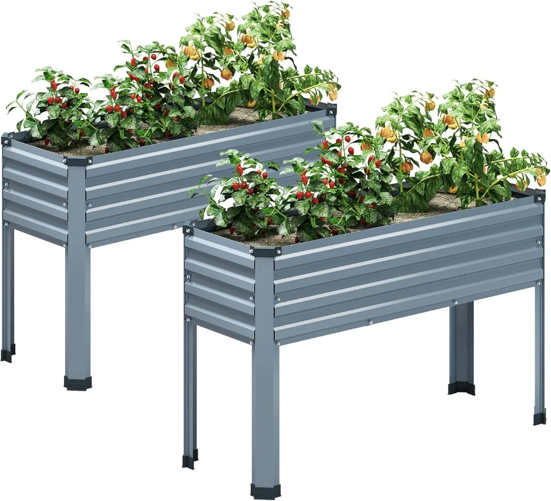 

Galvanized Raised Garden Bed Outdoor with Legs,48×18×32in Metal Elevated Raised Planter Box for Backyard, Patio, Balcony