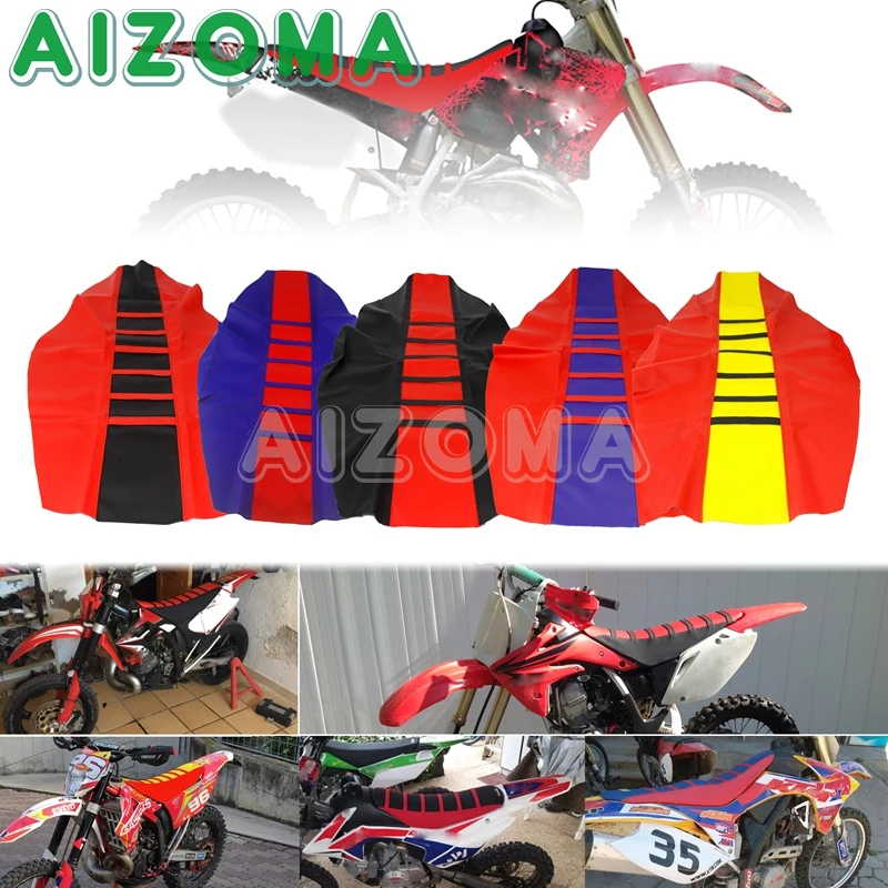 Red Motocross Enduro Seat Cover Gripper For Honda CRF250 CRF450 CRF125 CR CRF 125 250 450 R F L Dirt Bike Ribbed Seat Pad Guard