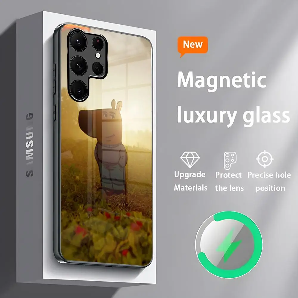 Chill Guy Phone Case S24 Ultra Cases Celulares For Samsung S24 S23 S22 S21 S20 Plus Ultra Note20 Glass Magnetic Phone Case