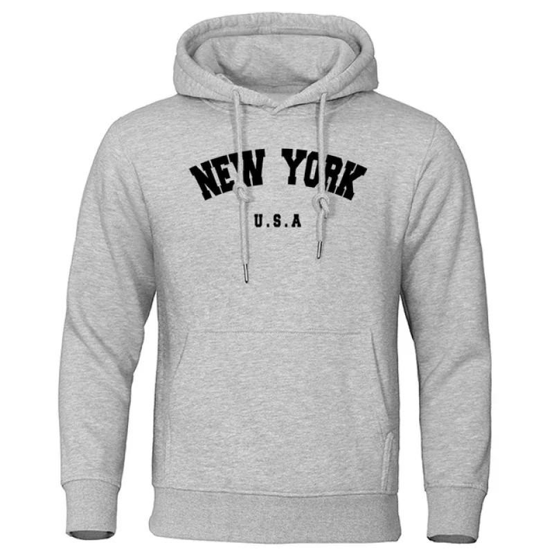 Sudadera con capucha con estampado de letras de la ciudad de Nueva YORK para hombre, Jersey informal de manga larga con capucha, sudadera holgada de gran tamaño, Sudadera con capucha de calle