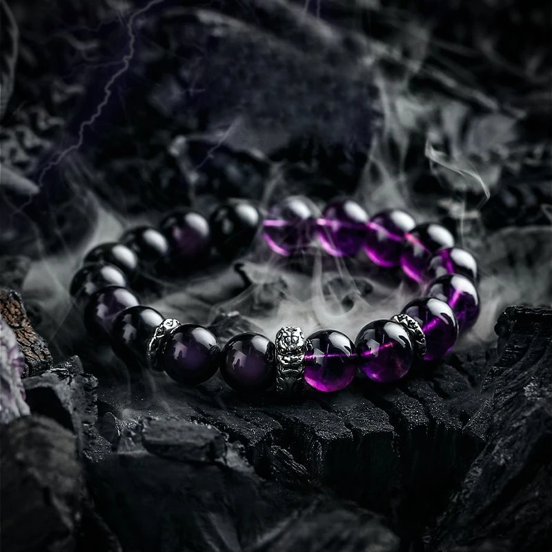 

UMQ Original Niche Obsidian Bracelet High Sense Amethyst Beads Good Luck Lucky Bracelet Gift for Boyfriend