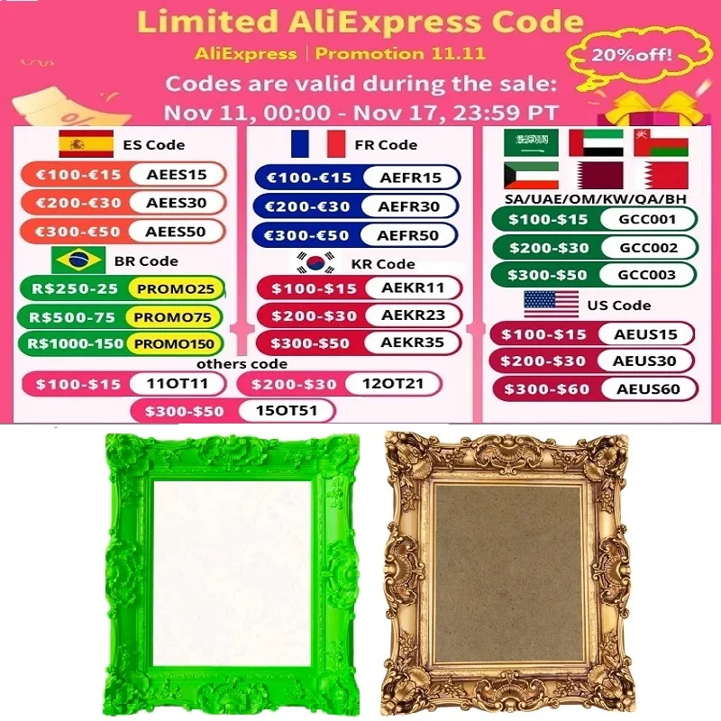 ABS European Style Bathroom Mirror Frame  Decoration Photo Frame Desktop Wall-Mounted Makeup Vanity Mirror Frame