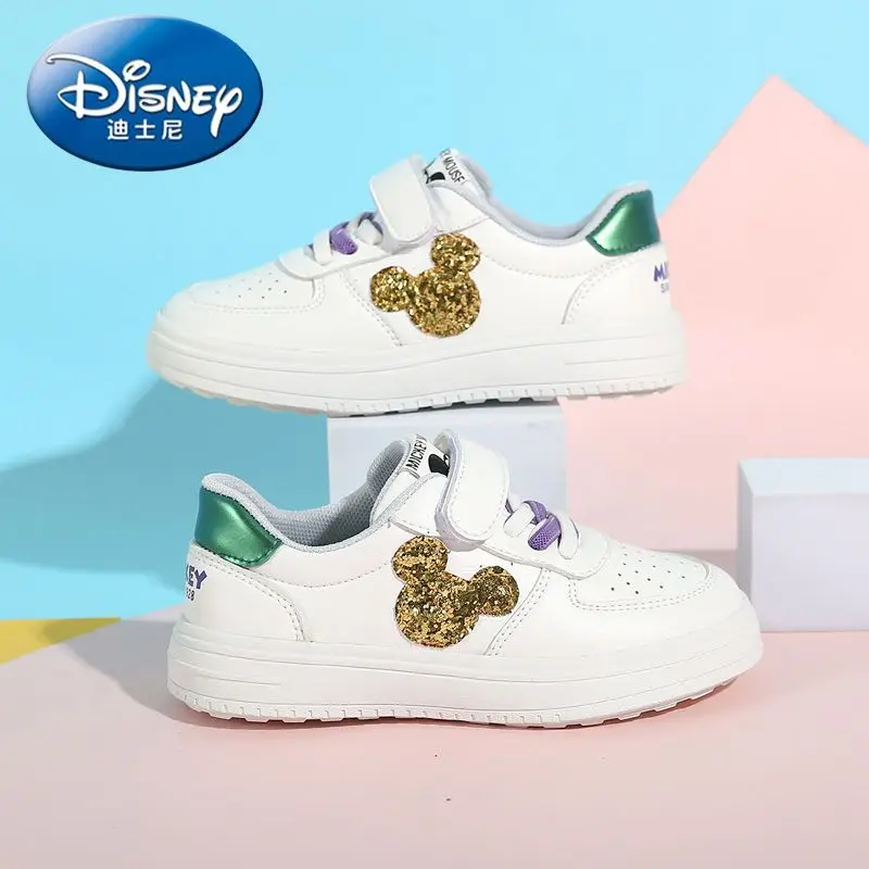 Mickey Mouse Girls Casual White Shoes New Four Seasons Joker Children A Pedal Non-slip Comfortable Wear-resistant Board Shoes