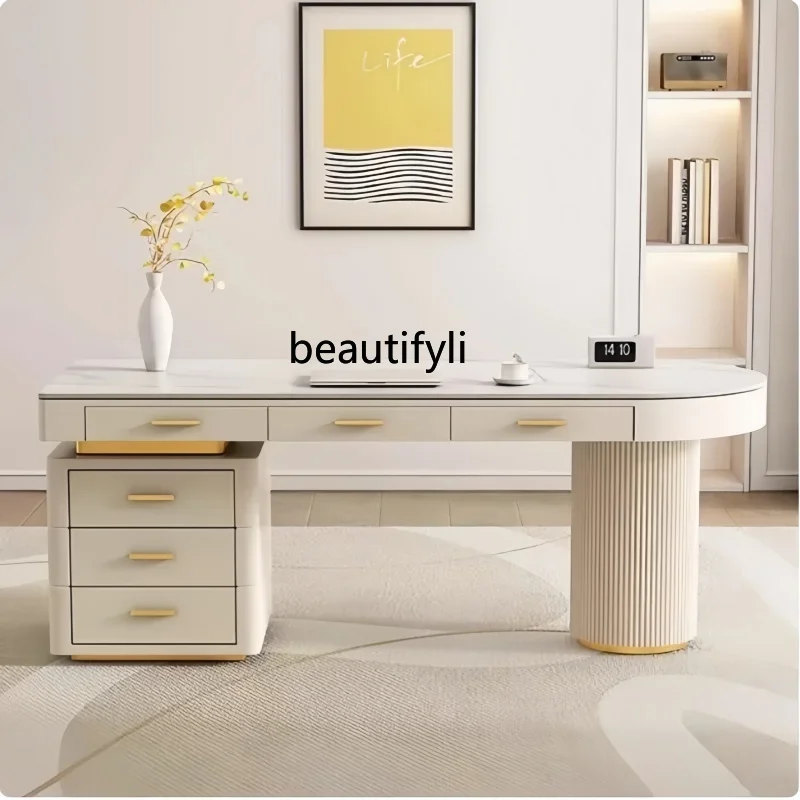 

Cream wind rock slab desk bedroom household light luxury boss desk beauty salon medical beauty consultation table