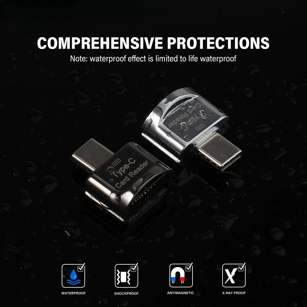 SHANDIAN Metal Mini Type-C Universal Card Reader High Speed Use for Mobile Phone Tablet Computer Silver Memory Stick Card Reader