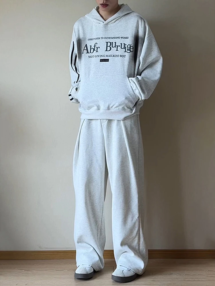 ey American Sportswear Pants Men's Autumn Trendy Brand Casual Wide Leg Pants Crumpled Loose Fit Comfortable Versatile Trousers