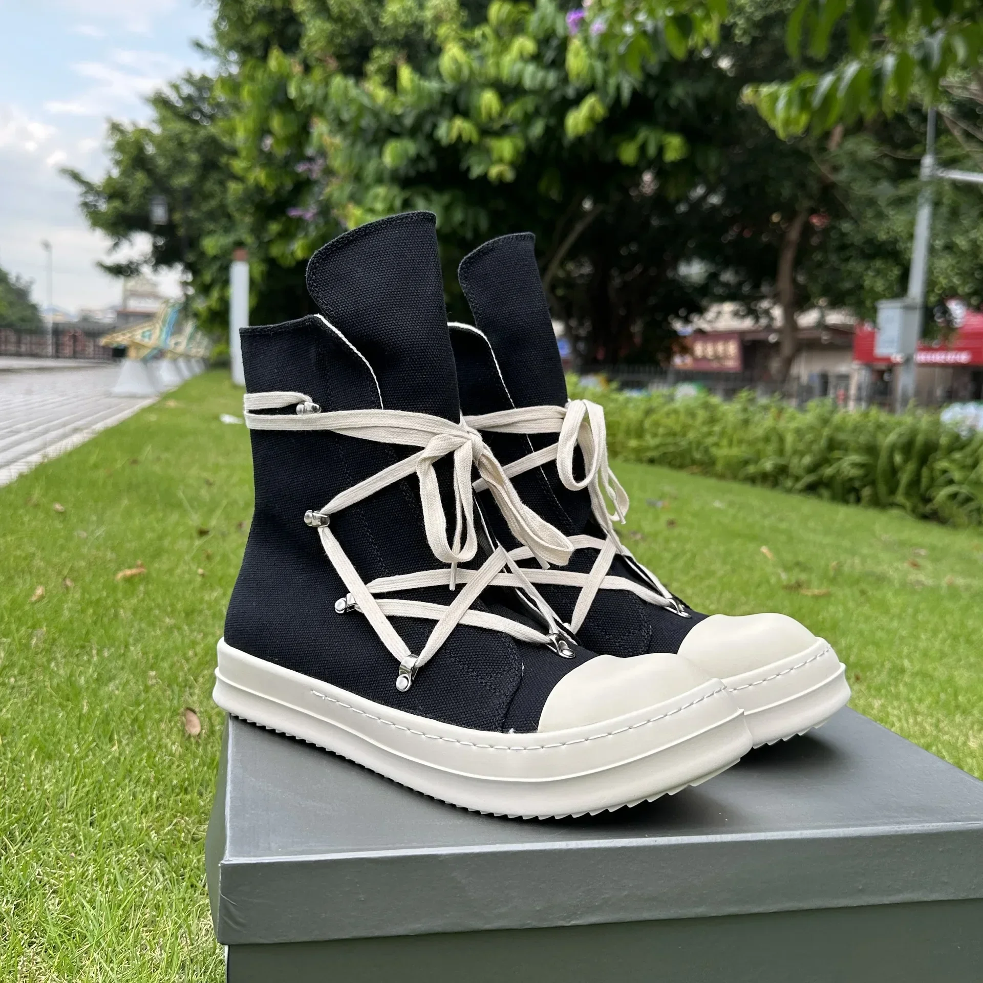 RO High Quality Spring Casual Shoes Women Boots Trend 2023 Platform Men's and Women's High Top All Match Canvas Shoes Sneakers