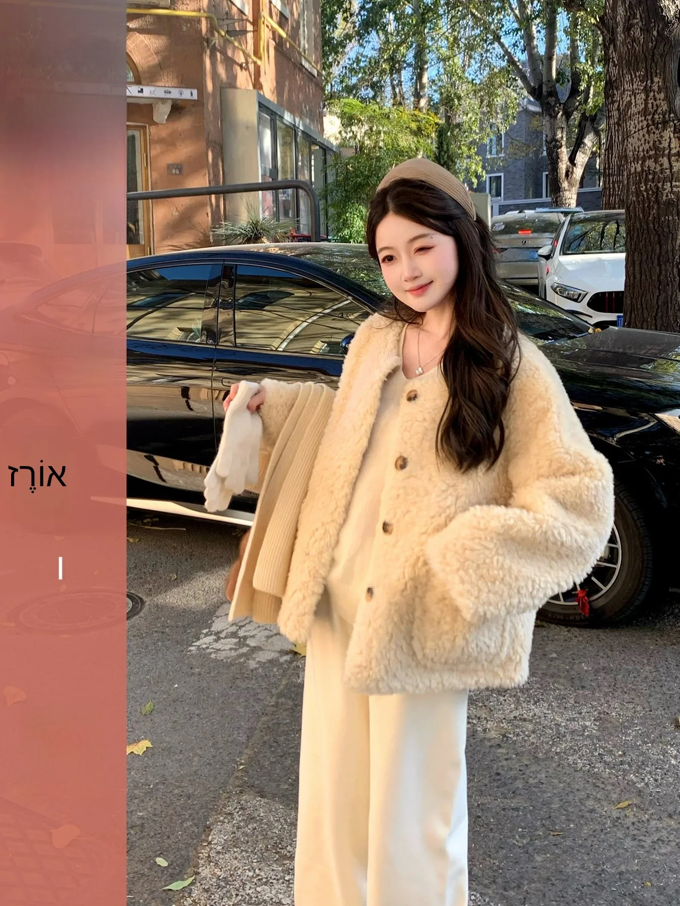 

ort Lamb Fur Jaet Women's Winter Coat Casual Sle Loose Fit Polyester 90% Wool 0% ort Coat Huangzuozuo