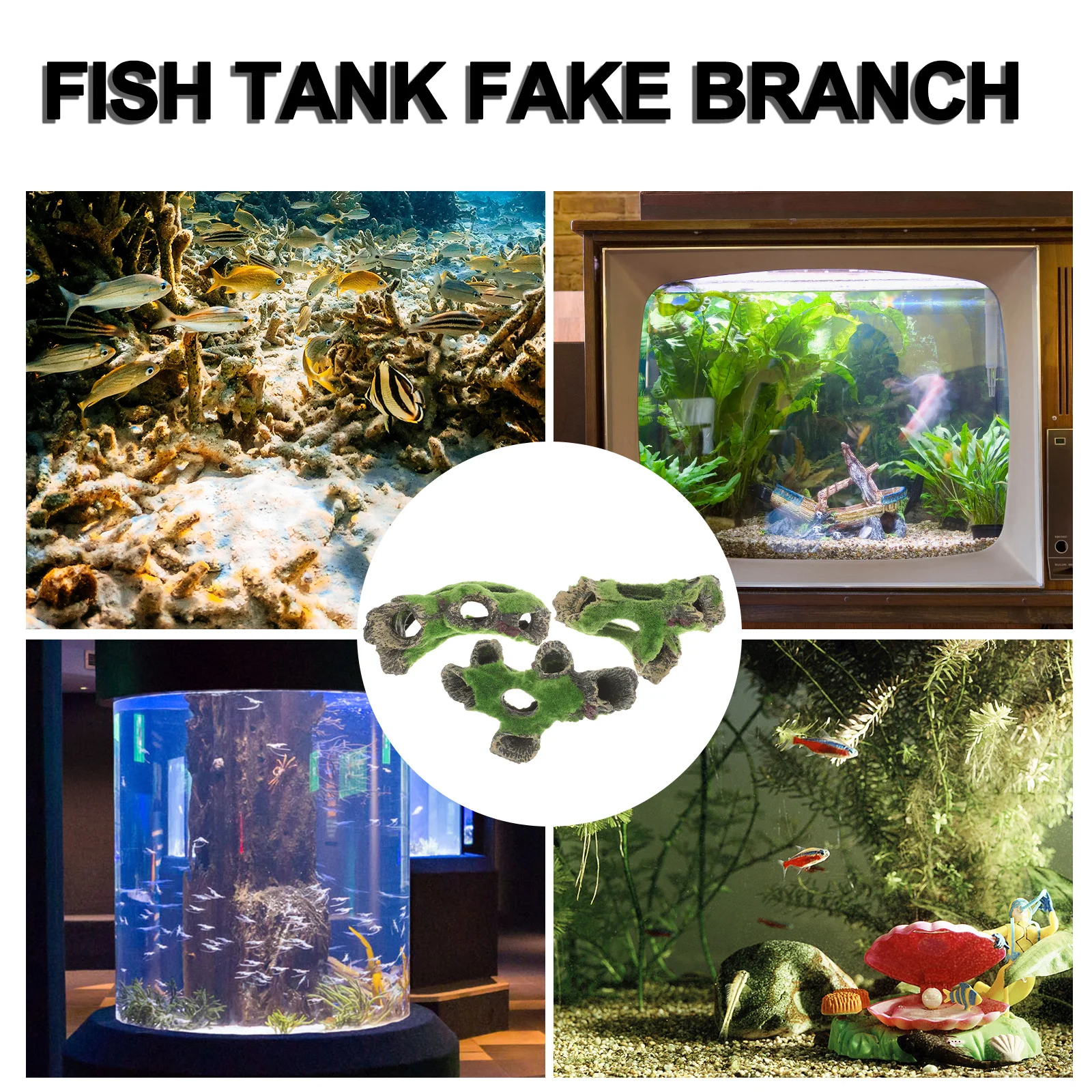 

3pcs Fish Tank Decoration Tree Root Artificial Stump Hideout For Aquarium Diy Resin Cave Landscape Stump Underwater Decor