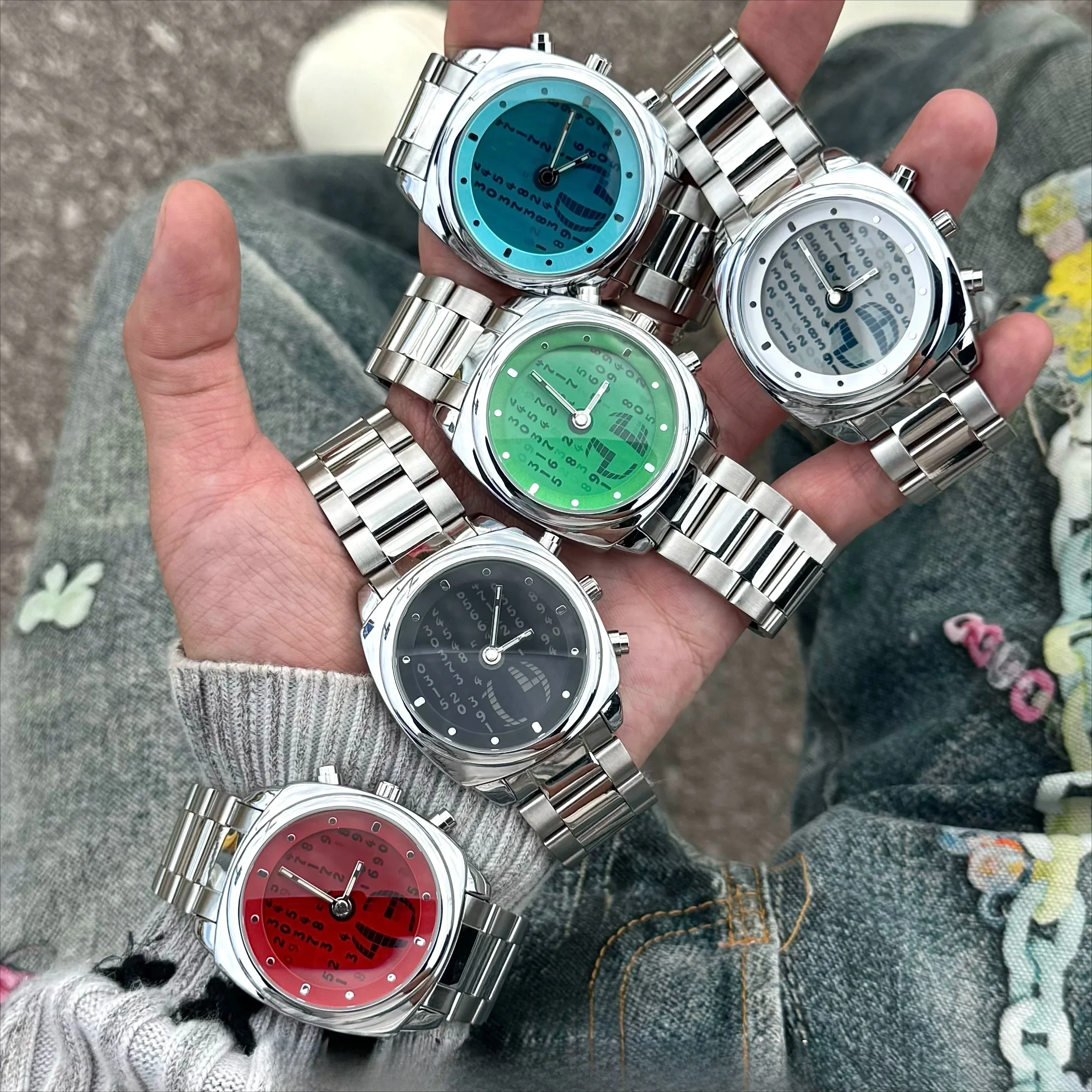 Hacker Digital Dynamic Double Display Men's Watch Fun Fashion Men's and Women's Steel Band Luminous Y2K Watch Cool Holiday Gift