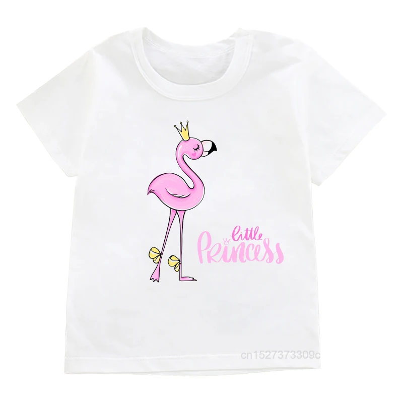 

Children’S Loose Hipster Flamingo Picture Printing T-shirts Girls Little Princess T Shirt Kids Casual Trendy Clothes Tops Tees