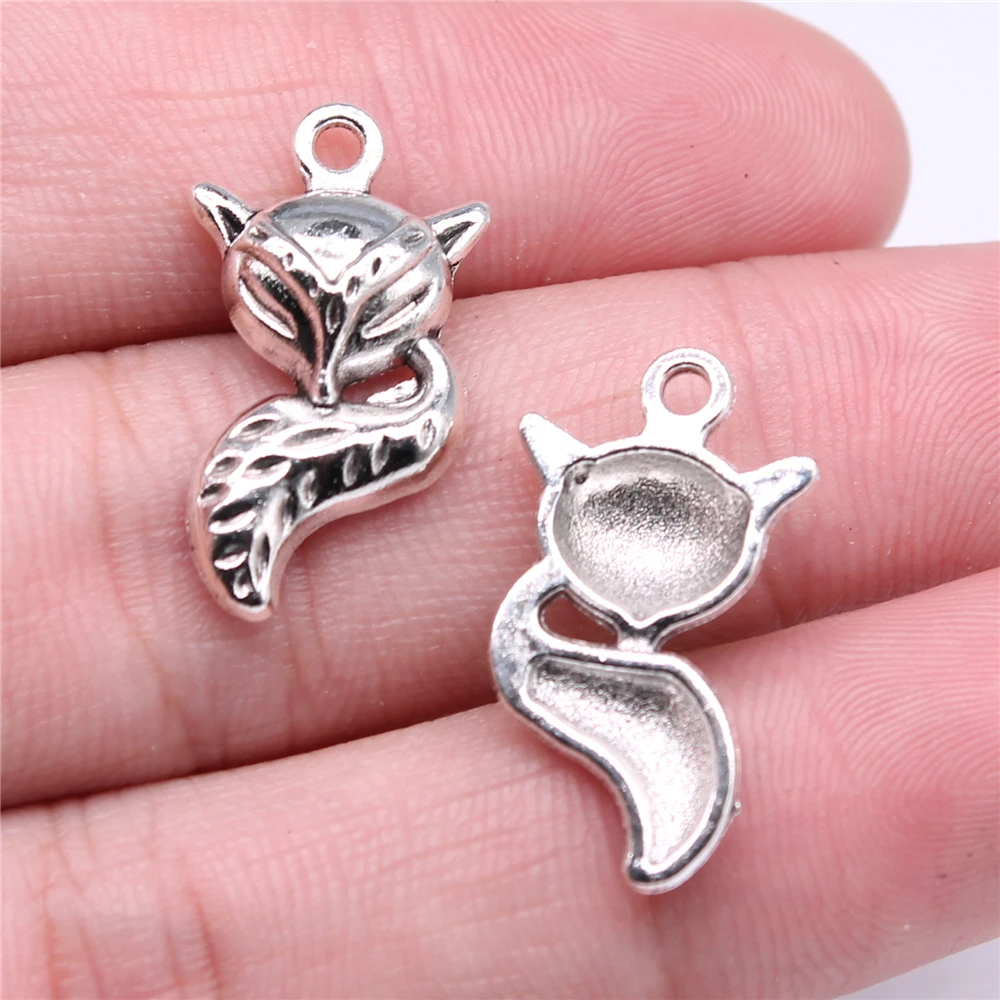 WYSIWYG 10pcs 23x13mm Fox Charms For Jewelry Making DIY Jewelry Findings Antique Silver Color Zinc Alloy Charms Pendant