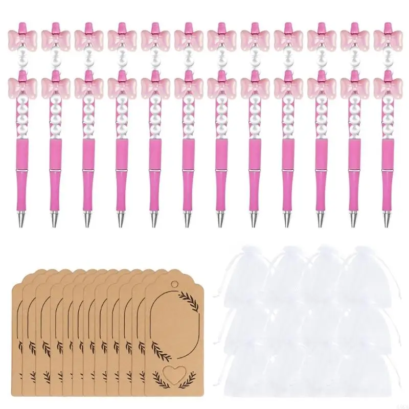 G5GA 12Pcs Beaded Gel Pen Set with Drawstring Bag and Hanging Label For Kids Students