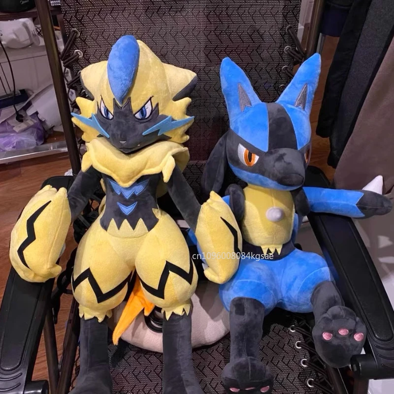 

75cm Big Size Pokemon Zeraora Cinderace Lucario Stuffed Plush Toys Cartoon Anime Room Decoration Birthday Gifts for Children