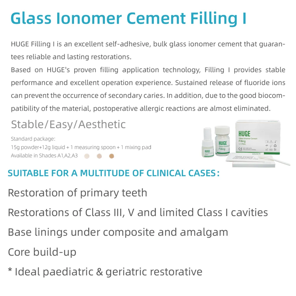 Dental Filling Material Gic Glass Cement Ionomer For Teeth Repair Primary Permanent Professional Restoration Gc 1 Huge Dentistry