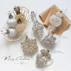 2PCS Blingbling Golden Transparent Christmas Ball Xmas Tree Hanging Pendant For Home X-mas Decor New Year 2025 Navidad Gift