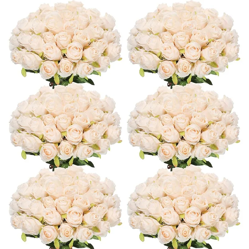 

Artificial Rose Flowers Long Stem Fake Silk Roses for DIY Wedding Bouquet Table Centerpiece Home Decor 50pcs