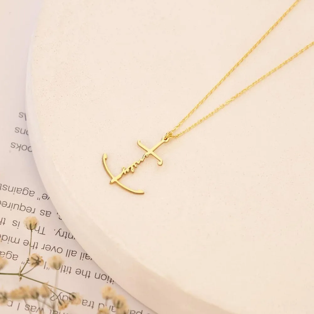 

Custom Name Anchor Necklace Stainless Steel Personalized Nautical Pendant Jewelry Gift for Women Men Ocean Lovers