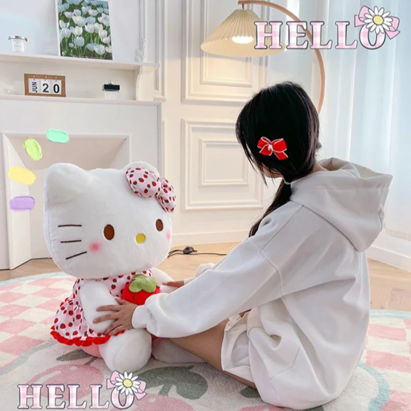 

45cm Sanrio Strawberry Kuromi Pillow Plush Toy Girls Soft Stuffed Animal Toys Strawberry Melody Doll Gift Christmas Gifts