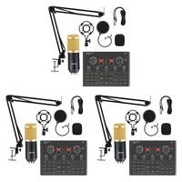 3X BM800 Condenser Microphone Set With V9X PRO Live Sound Card, For Computer Karaoke Studio Recording Smartphone