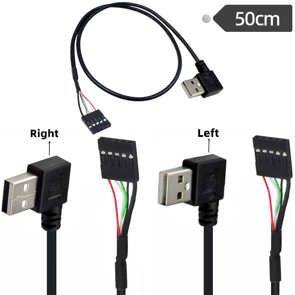 USB2.0 DuPont cable AM left bend right bend male/DuPont 2.54/1 * 5P female USB baffle cable main cable 50cm