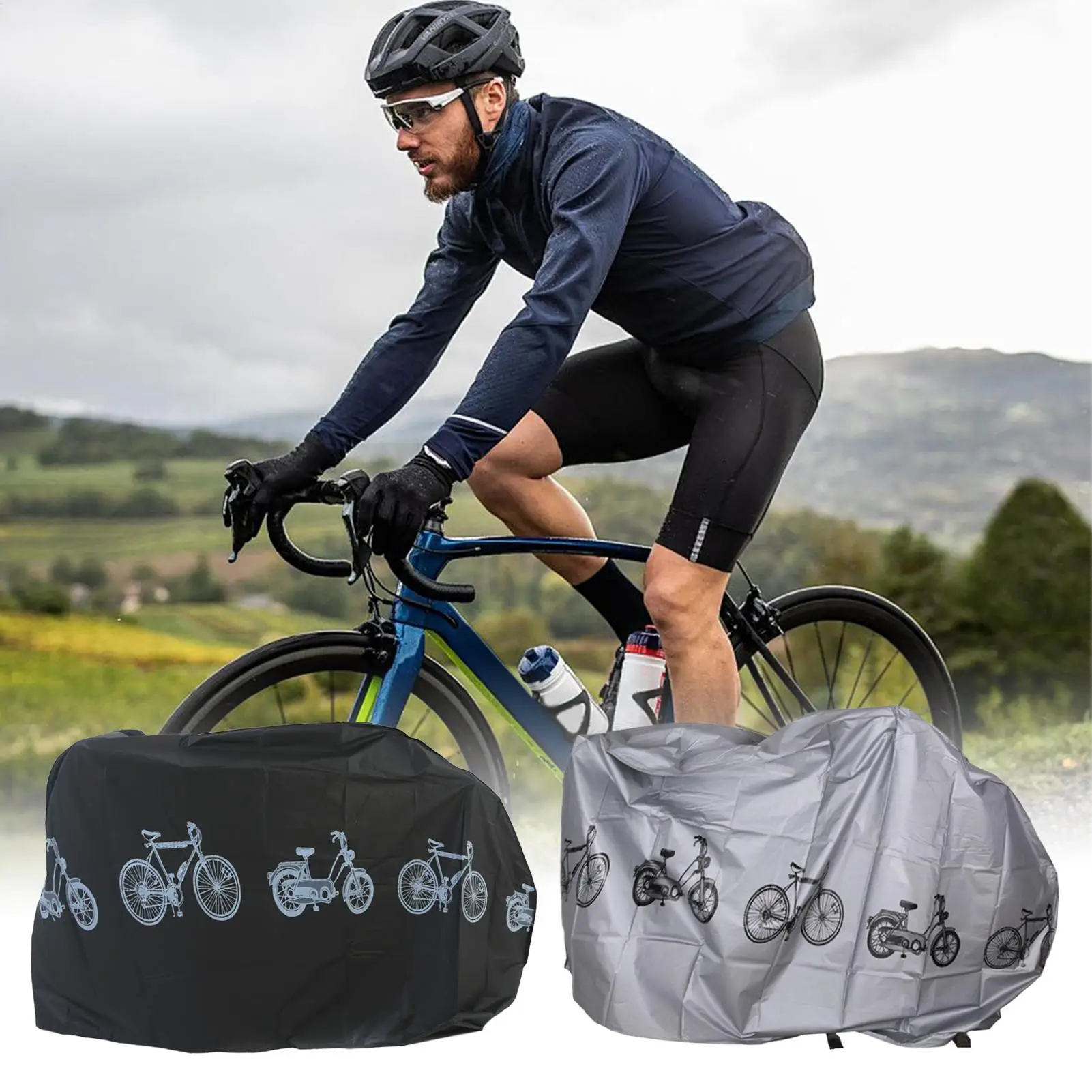 Weatherproof Waterproof Bicycle Tarp, Dustproof Outdoor Protective Cover, All Weather Shield for Mountain Bike, Road Bike view 5