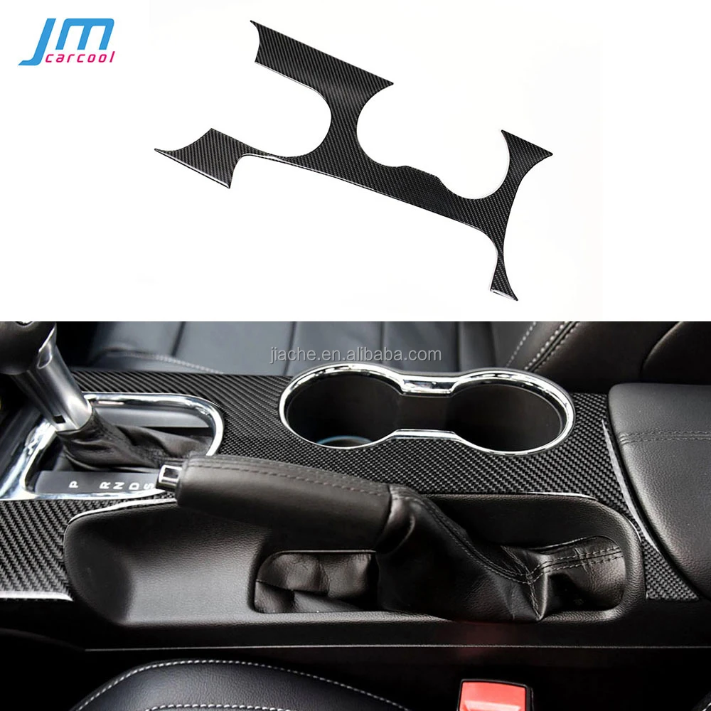 Carbon Fiber Interior Trims Car Gear Shift Panel Frame Cover For Ford Mustang 2015 -2017 Water Cup Holder Trim Sticker