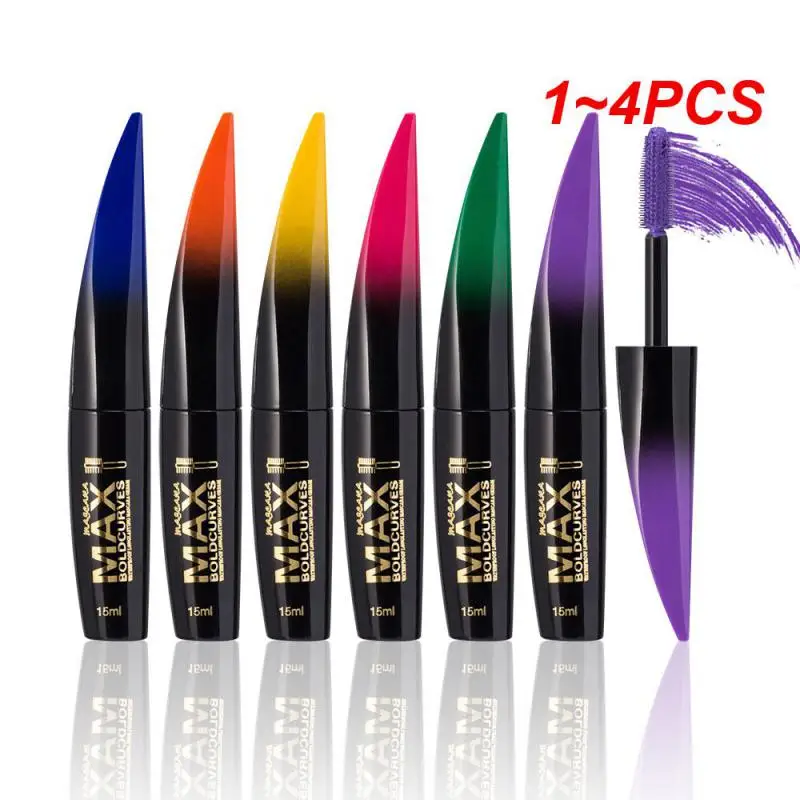 1~4PCS Mascara Waterproof 6 Colors Non-smudge Mascara Eyes Makeup Colored Mascara Natural Long Curling Eyelash