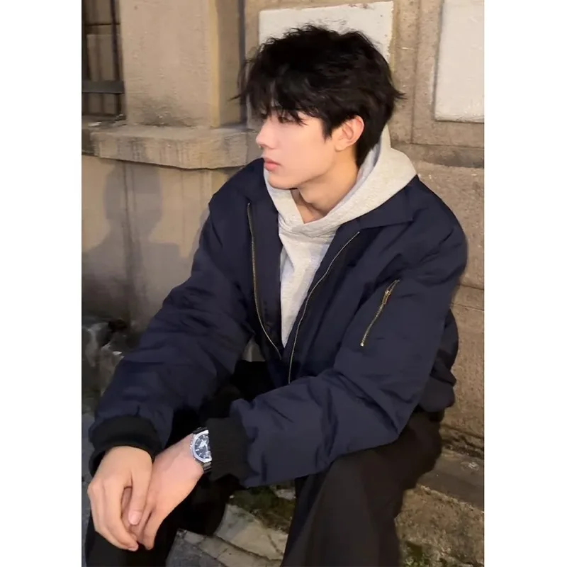 

American Retro Pilot Jacket Men's Autumn and Winter Trendy Brand Navy Blue Handsome Baseball Uniform