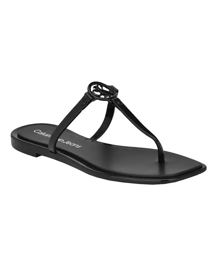 Calvin Klein | Sandalias planas de gelatina con correa en T y logotipo de Edhen para mujer