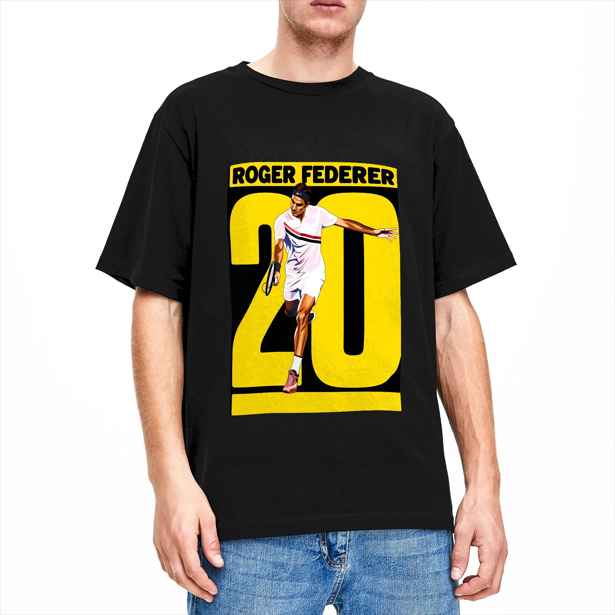 Oversized T-Shirt RF Roger Federer That 100 Cotton T-Shirts  Popular Tshirt for Men Beach Y2K Retro Pattern Short Sleeve Tees