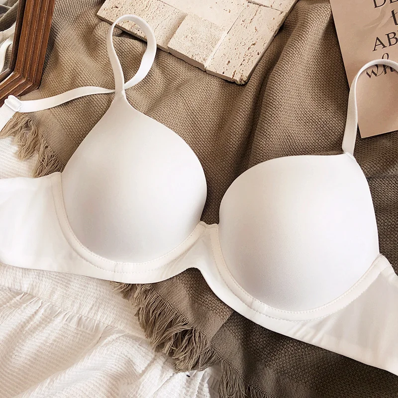 Nahtlose Unterwäsche für Frauen plus Größe BH sexy tief v Push-up Büstenhalter solide drahtlose bequeme 85 90 c d e Tasse Dessous – Detail 4