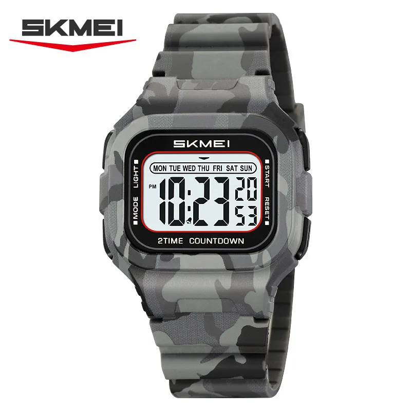 SkmeiOutdoor Sports Student Watch Relógio eletrônico multifuncional à prova d'água Relógio eletrônico quadrado de moda com tempo duplo