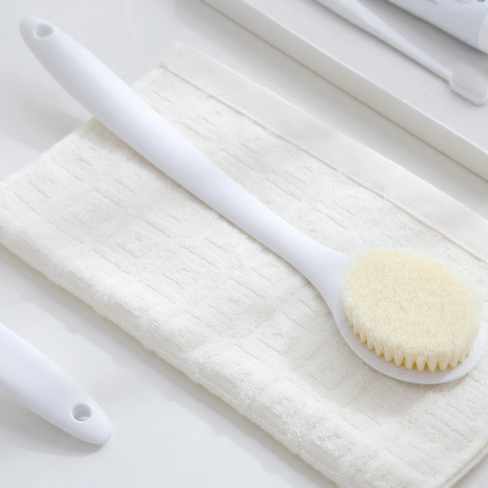 

2pcs Long Handle Bath Brush Household Rub Back Brush Practical Bathing Accessories Hair Rub Mud Brush for Home Bathroom (Blue, W