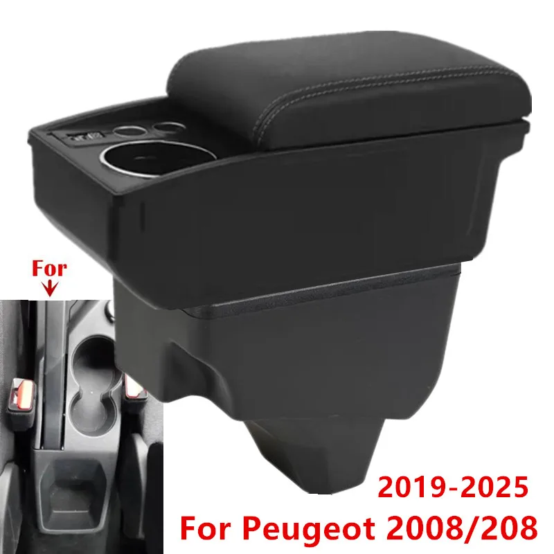 

Подлокотник для Peugeot 208, подлокотник для Peugeot 2008, автомобильный подлокотник 2019-2025, двухслойный органайзер, подстаканник, аксессуары для тюнинга автомобиля