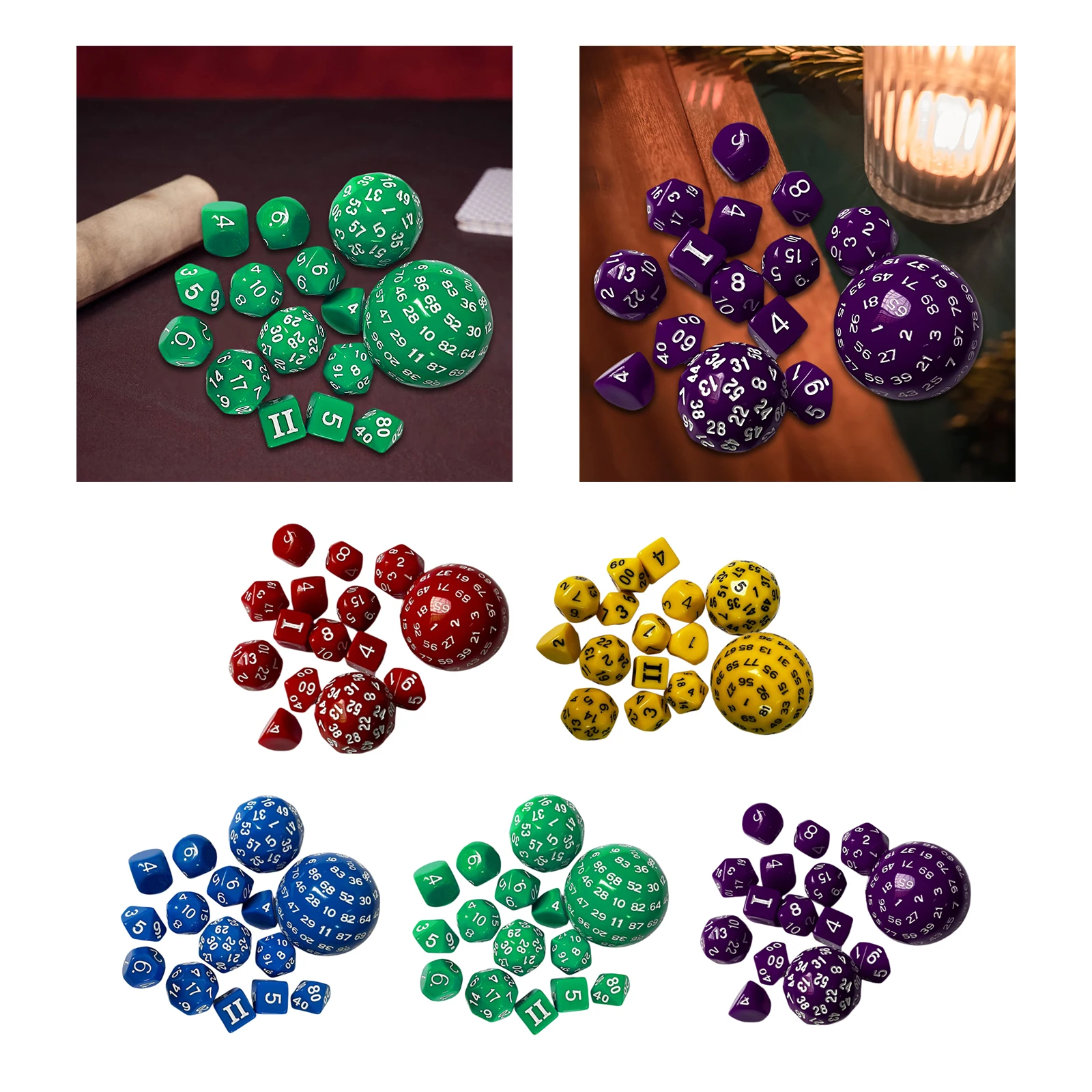 

15Pcs Polyhedral Dices Set D100 D60 D30 D24 D20 D16 D12 D10 D8 D7 D5 D4 Math Teaching Aids for RPG Role Playing Table Board Game