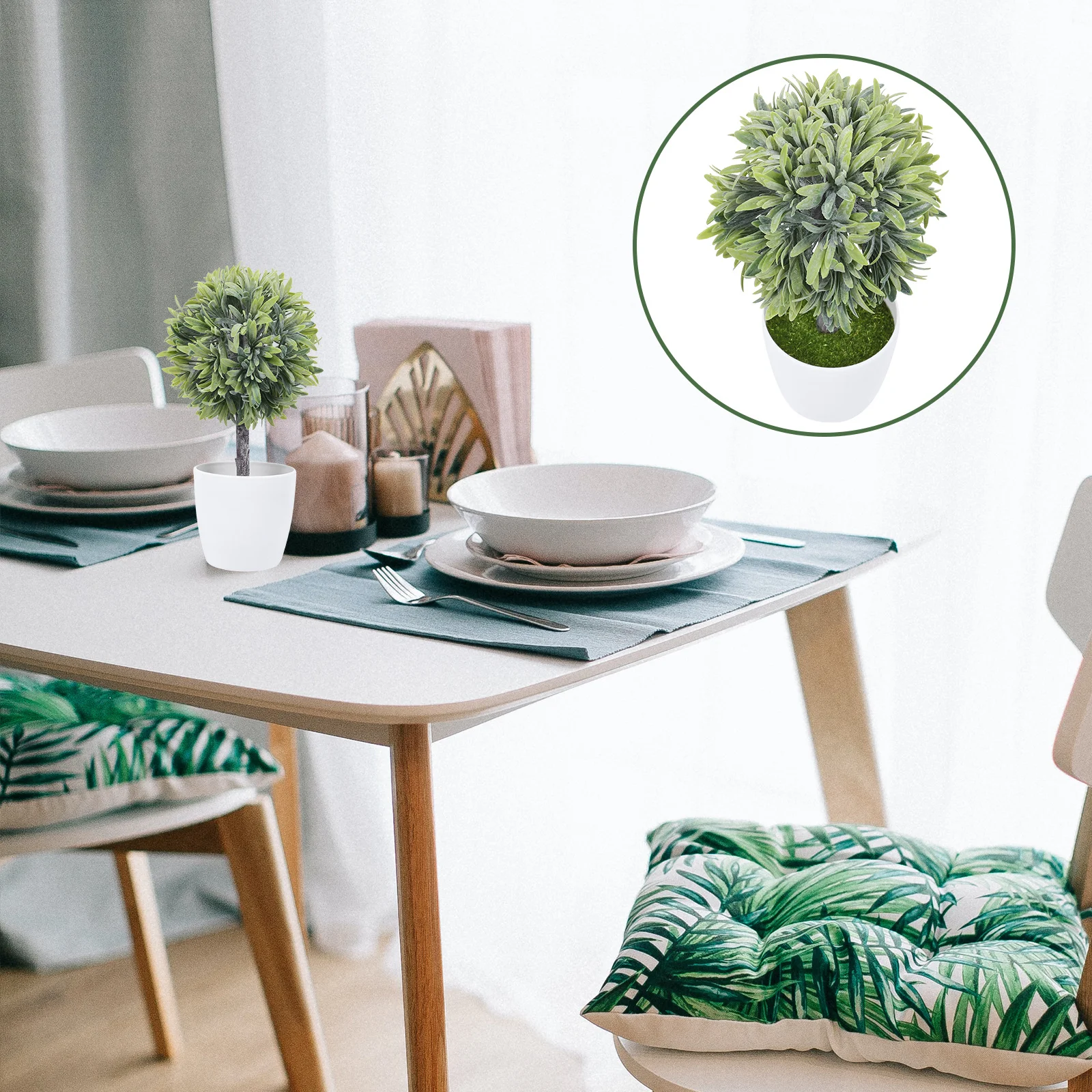 

Artificial Fake Spherical Plant Plastic Desktop Potted Plants Indoor Window Decor Realistic Faux Green Plant Office Home