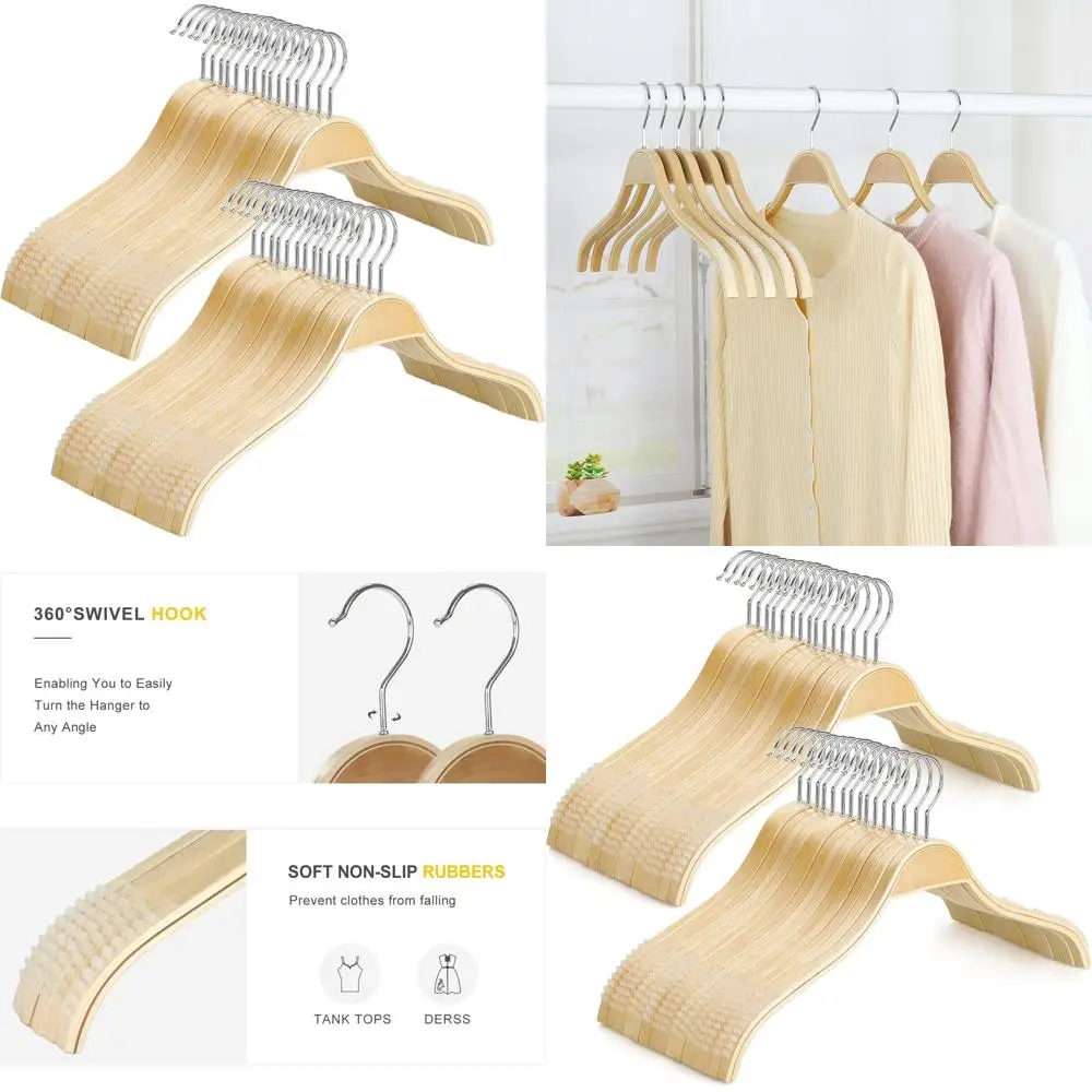 

Вешалки из натурального дерева с ручками из мягкой резины, 30 шт., без плечевых крючков для различной одежды