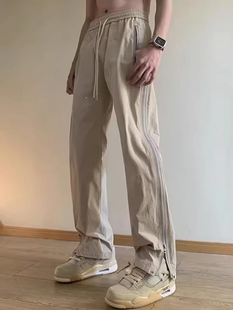 

American Vibe Men's Autumnal Casual Straight Leg Zipper Pants Faionable All-Match Windproof Trousers Comfortable Fit