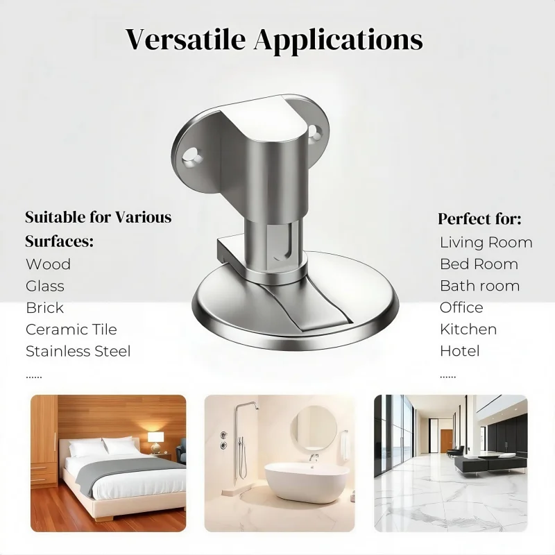 Adjustable Stainless Steel Door Stop Punch-free Strong Magnetic Anti-collision Door Stopper Invisible Bathroom Floor Door Stop view 5