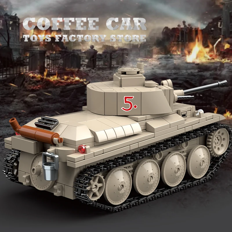 WWII Military Tank MOC Bricks Model Classic Light Armored Vehicle Building Blocks Army Soldier Toys Boy Children Christmas Gifts