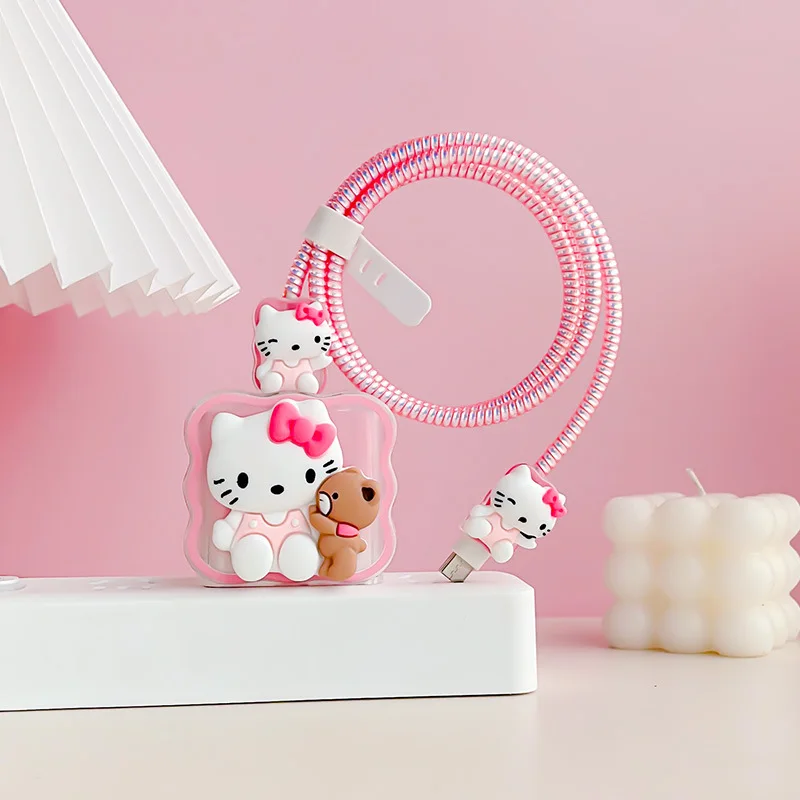 Miniso Sanrio 5Pcs Zestaw ochraniaczy kabla do Xiaomi 120W/67W/33W Szybka ładowarka Etui do zarządzania kablami Organizery przewodów telefonicznych