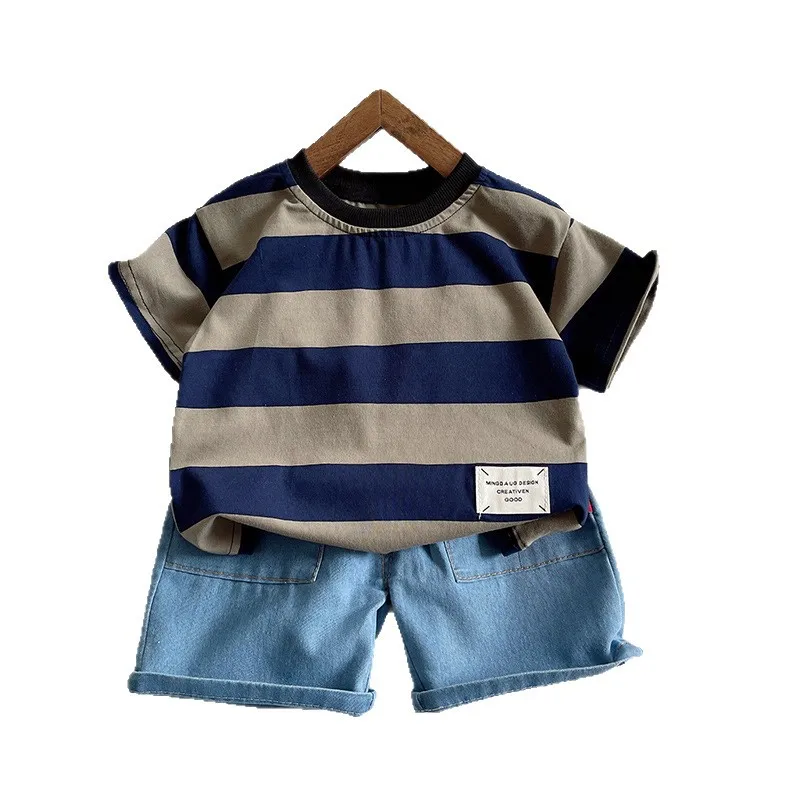 

New Summer Baby Clothes Suit Children Boys Striped Short Sleeved T-Shirt Shorts 2Pcs/Sets Kids Clothing Infant Casual Costume