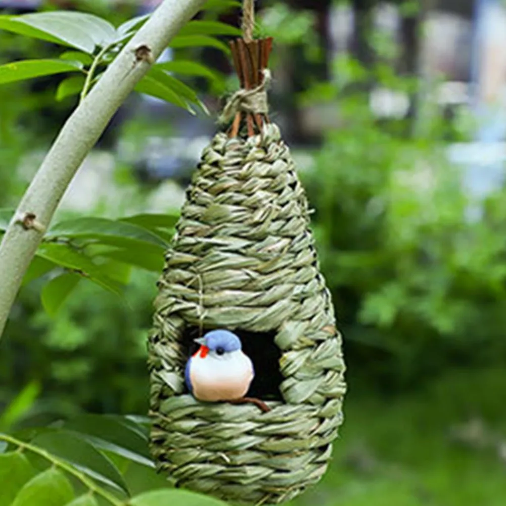 

Freeship Handwoven Straw Bird Nest Parrot Hatching Outdoor Garden Hanging Hatching Breeding House Nest Bird Accessory