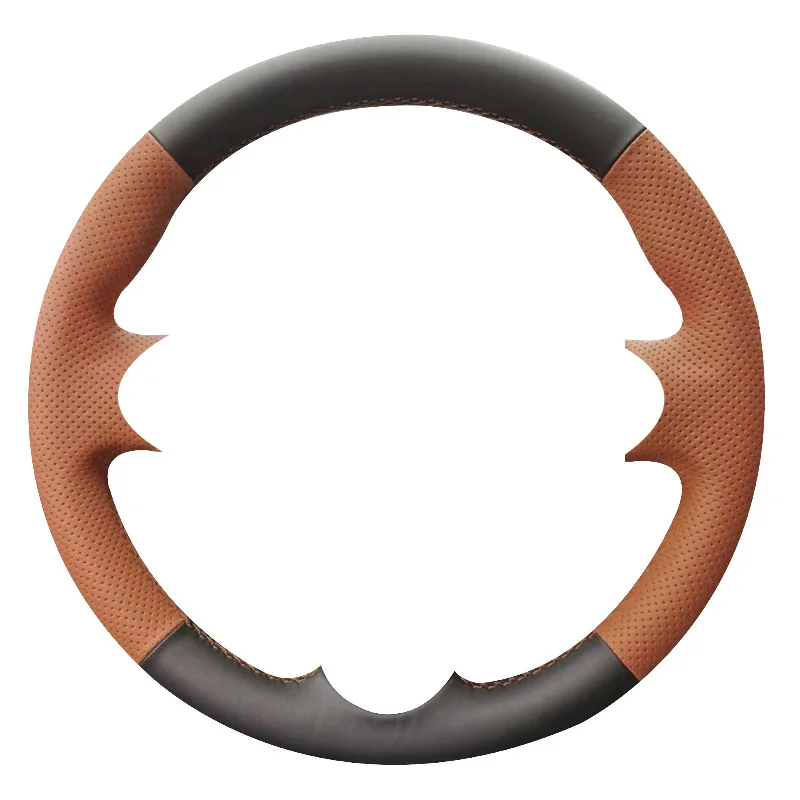 Leather for Citroen C5X C5 Aircross C4 Aircross Diy Hand Sewing Car Steering Wheel Cover Protection Shell Car Accessories Brown