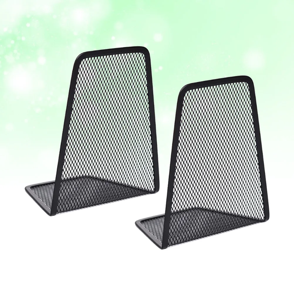 

2pcs Metal Mesh Bookends Black Iron Organizers For Desk Storage Home Office Document Holder Space Saving Book Stand Iron Wire