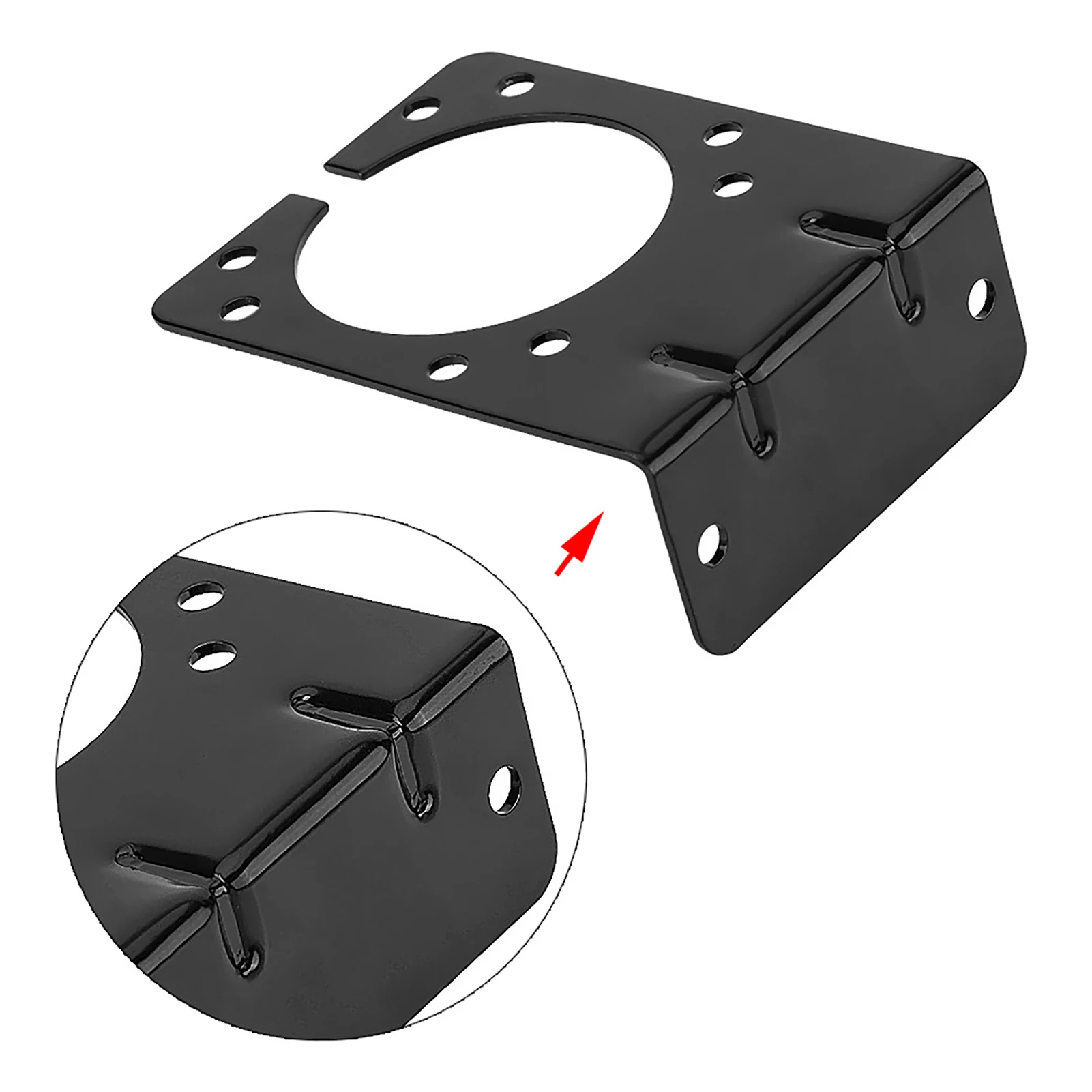 Black Metal Mounting Bracket Holder for 7 Pin  Towing Trailer Connector Plug Socket Trailer Connector Bracket