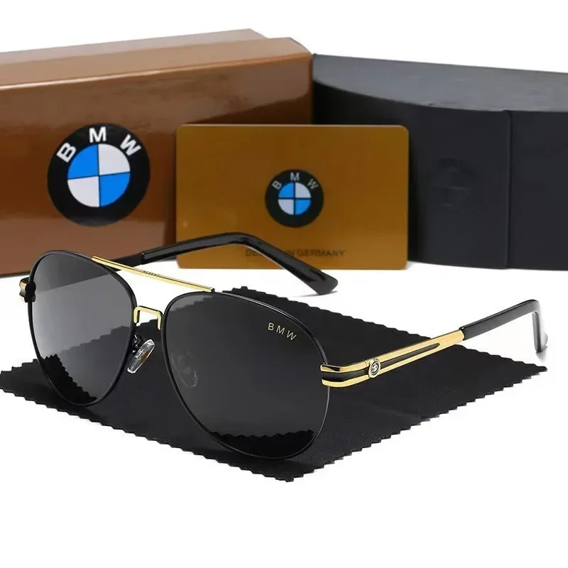 

New BMW Car Polarized Sunglasses for Fashion Men Protection Driving Glasses Sporty Wrap Retro Aviator Sun Glasses Gift Box