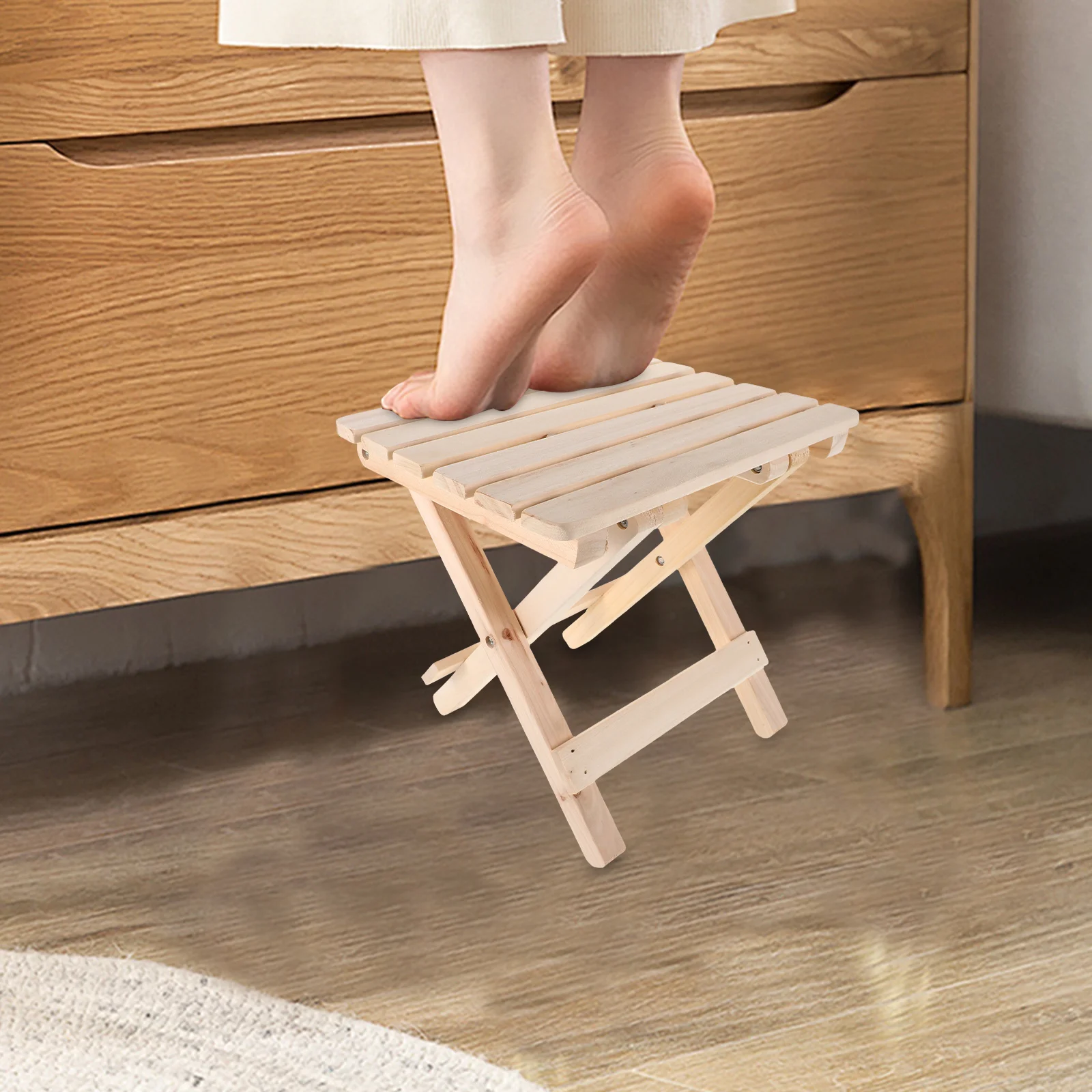 折りたたみ式無垢材スツール 軽量ポータブルステップベンチ キャンプ、ハイキング、釣り、旅行、アウトドアアクティビティ、バスルーム、キッチン用